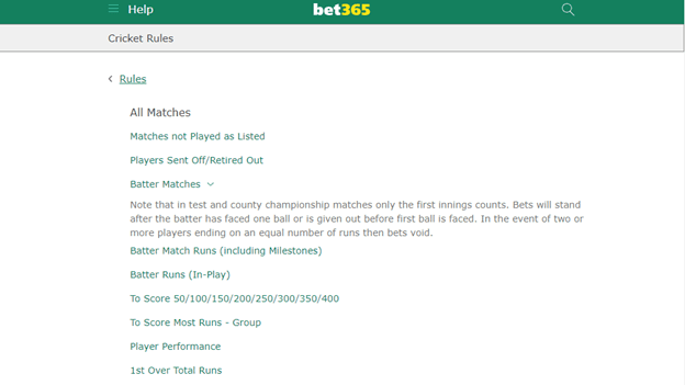 Bet365 cricket 